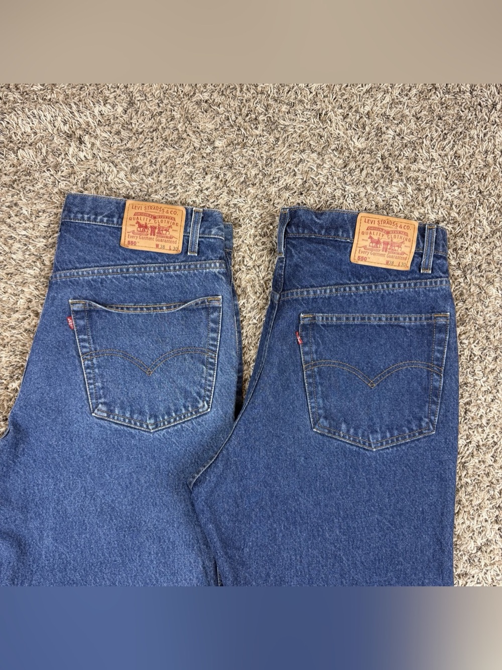 Lot of 2 Levis 550 Vintage Jeans 38x30 Denim Relaxed Fit Straight Blue Pants